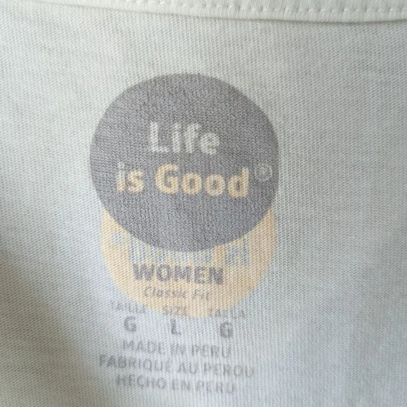 Life is Good Christmas Tree Peace Long Sleeve Soft Holiday Tee Sz L - Picture 6 of 7